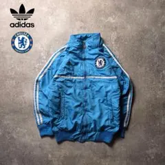 adidasアディダスチェルシーナイロンジャケットユニセックス短丈サッカー水色