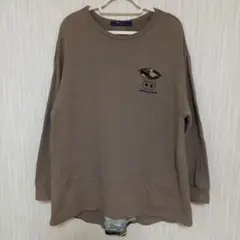 D.S.CLUB迷彩キャラ刺繍ブラウン長袖スウェット Lサイズ