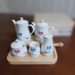 花柄調味料入セット 陶器製 5点セット