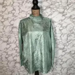 SELECT MOCA／シワ加工肩ボタンブラウス　グリーン