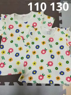 チュニック 2枚セット 110cm 130cm 女の子 フラワー柄 美品　姉妹