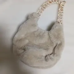 ベージュ ファー トートバッグGU