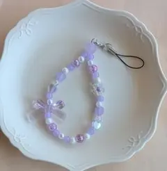 メンカラ✽ビーズストラップ✽紫