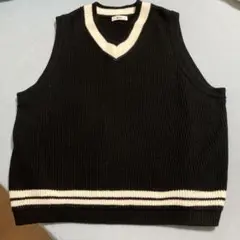 WEGO Vネックベスト M ブラック/ホワイト