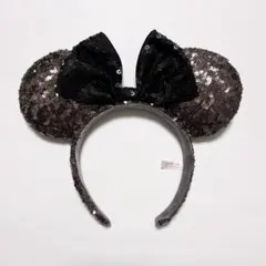 ディズニー ミニー カチューシャ スパンコール ブラウン ブラック チャコール