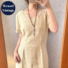 used アメリカ古着 ギンガムチェック柄ワンピース 半袖 レトロ 海外