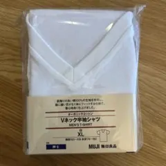 MUJI Vネック半袖シャツ XL ホワイト