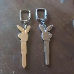 プレイボーイ　PLAY BOY　ブランクキー　キーホルダーゴールド、シルバー2本