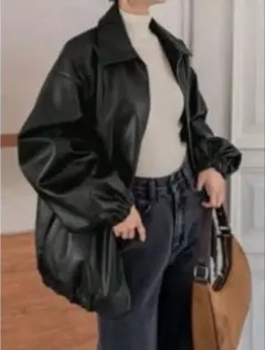 Dazy ブラック レザー調ジャケット L