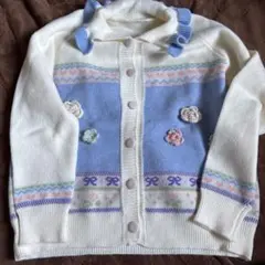 花モチーフ フリル付きカーディガン