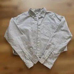 ジーユー　オックスフォードショートシャツ　グレー　L