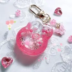 うさぎさんᐢ.ˬ.ᐢ シャカシャカキーホルダー 桜 ピンク シェイカー