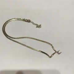 l*7様 ゴールド スクエアカットストーン ネックレス