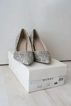 RANDA シルバー グリッターパンプス