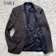 ZARA ザラ テーラードジャケット グレンチェック ブラウン 4WAY 48