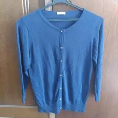 カーディガンМ 紺色 七分袖 薄手