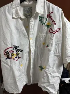 刺繍　シャツ　メンズ　半袖