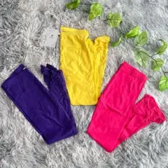 伸びる ガール レギンス スクール キッズ 幼児 ヨガ ダンス7〜8歳 3枚