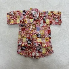 アンパンマン　90cm 女の子　甚平　フリル　夏祭り　花火　赤　ドキンちゃん