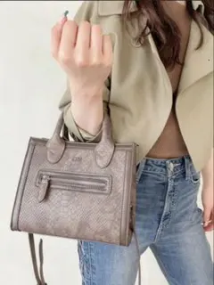 GYDA パイソン柄 ハンドバッグ ブラウン