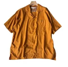 GLOBAL WORK 半袖シャツ S オレンジ 開襟 無地 カジュアル 夏