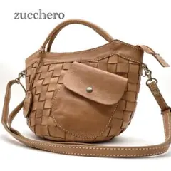【美品】ズッケロ 2way レザー　メッシュ　編み込み　ショルダーバッグ