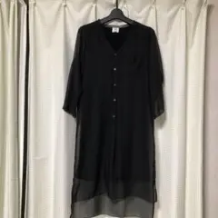 PLST ブラック シースルー 長袖シャツ　Mサイズ