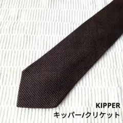 ネクタイ　キッパー　KIPPER　クリケット　ドット柄　紺　黄色　絹50毛50