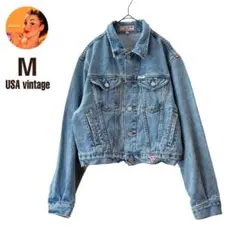 【USA古着】GUESS デニムジャケット　Gジャン　ブルー　ショート丈　長袖