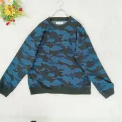 INHERIT 青黒迷彩 クルーネック トレーナー