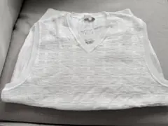 ホワイト Vネック ニットベスト 40