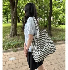 ストライプキャンバスデイリーバッグ　nugu amood h&m zara