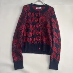 バリー 花柄　カーディガン　カシミヤ ニット レディース　赤のサムネイル