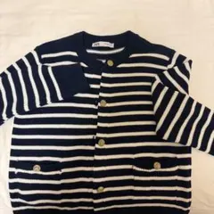ZARA ボーダー カーディガン 金ボタン