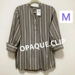 OPAQUE.CLIP 長袖　ストライプ　ブラウス　M ベージュ