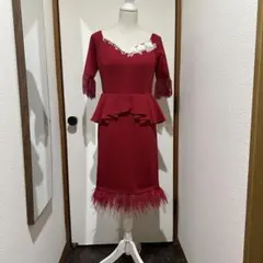 SOBRE 新品同様バーガンディ レース装飾 ナイトドレス