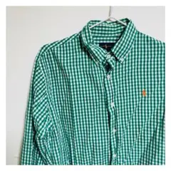 RALPH LAUREN ギンガムチェック　シャツ　長袖　緑　古着　メンズ
