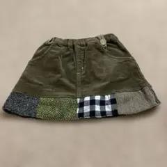オリーブグリーン パッチワーク スカート 110㌢