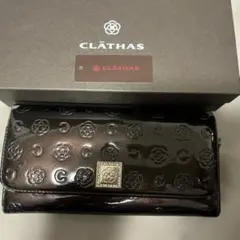 CLATHAS 長財布 エナメル カメリア柄 ブラウン