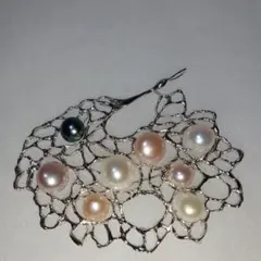 淡水パール •スワン2wayブロ―チ