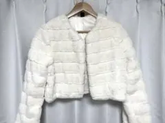 ファー風クロップドジャケット（ホワイト/