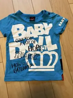 ベビードール 90 ミッキー 半袖 Tシャツ ペイント ポップ スカイブルー