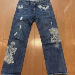 レース刺繍ブルーデニムパンツのサムネイル