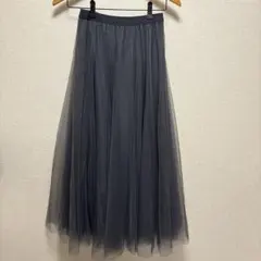 fifth チュールスカート グレー ロング フレア ウエストゴム