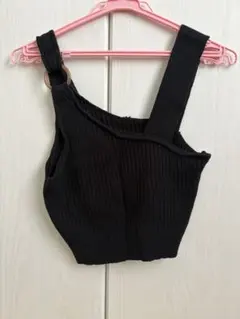 リブ編み ブラックビスチェ Lサイズ