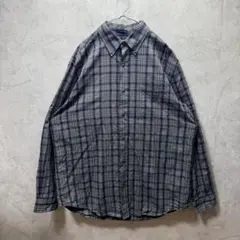 希少 90s チャップス BDチェックシャツ ヘリンボーン L グレー 輸入古着