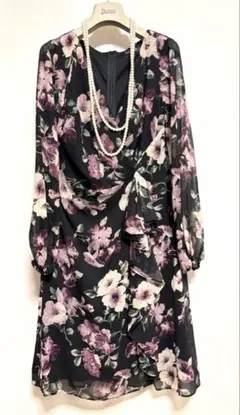 美品　ローレン ラルフローレン　膝下　M 花柄ワンピース　美品　黒