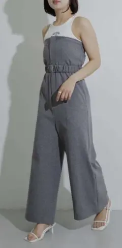 【SENSE OF PLACE】 ベルト付きベアパンツ　グレー S