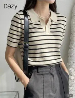 SHEIN 半袖ニット ボーダー レディース ベージュ シーイン