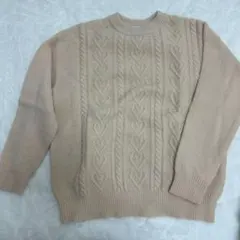 earth ケーブルニット セーター 白 ハート柄